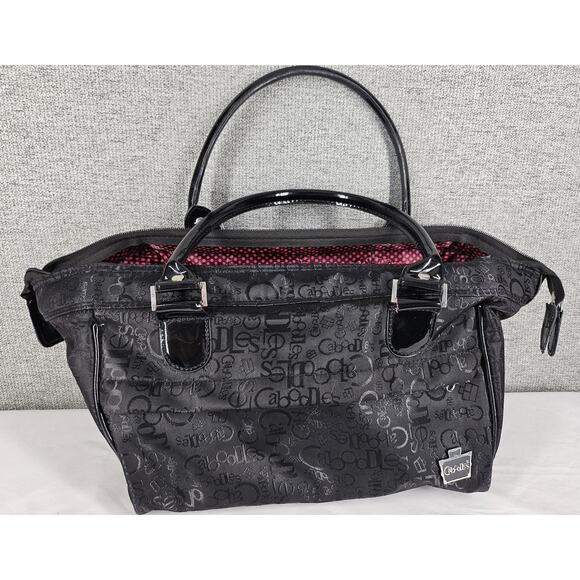 CABOODLES WOMEN BLACK FABRIC MAKEUP COSMETICS TOTE ZIPPER TRAVEL CASE - Picture 3 of 9